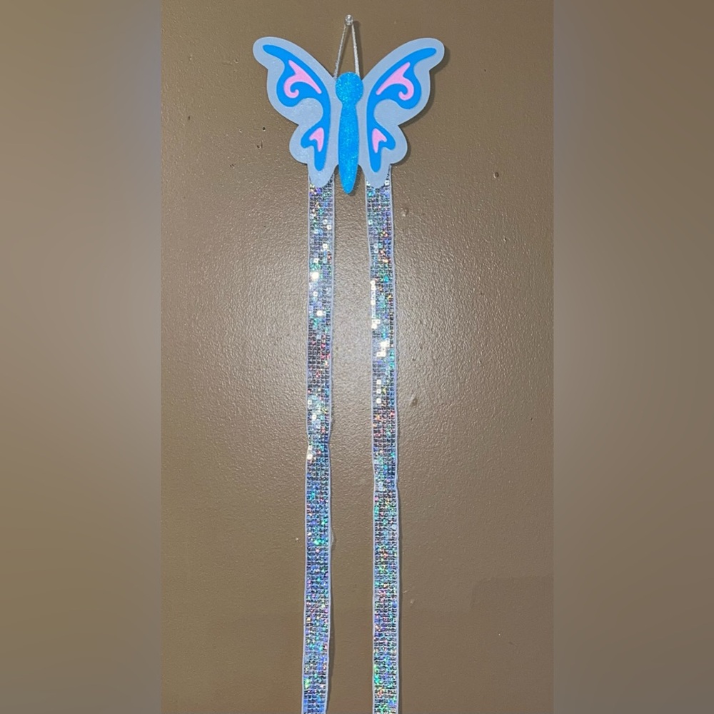 Blue and Silver Butterfly Hair Bow Hanger